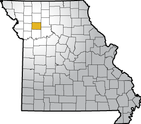 Map of Missouri highlighting Caldwell County's location within the state